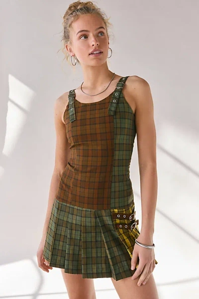 The Ragged Priest Viv Tartan Pleated Mini Dress In Plaid, Women's At Urban Outfitters