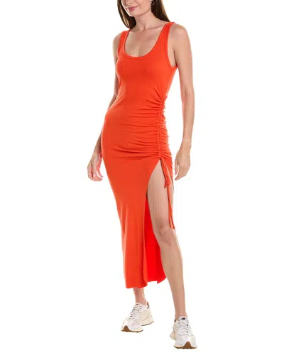 The Range Alloy Rib Cinched Midi Dress In Orange