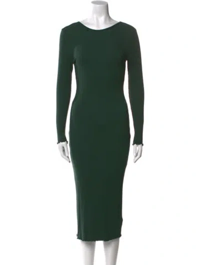 Pre-owned The Range Bateau Neckline Midi Length Dress In Green