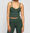 The Range Blended Knit Corset Tank In Emerald In Gold