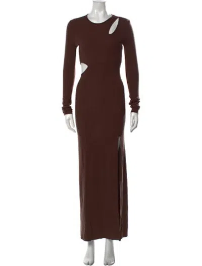 Pre-owned The Range Crew Neck Long Dress In Brown