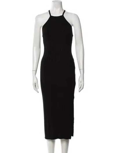 Pre-owned The Range Halterneck Midi Length Dress In Black