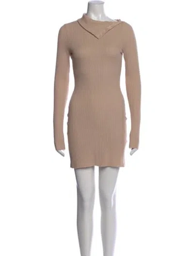 Pre-owned The Range Mock Neck Knee-length Dress In Neutral