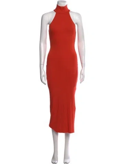 Pre-owned The Range Mock Neck Midi Length Dress In Orange