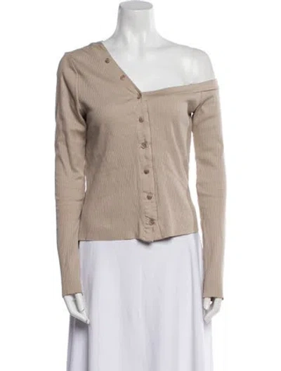Pre-owned The Range Off-the-shoulder Sweater In Neutral