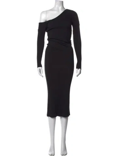 Pre-owned The Range One-shoulder Midi Length Dress In Black