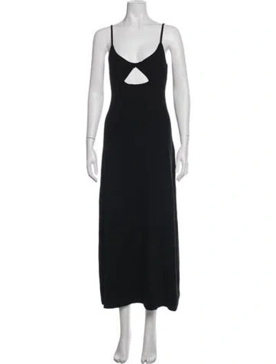 Pre-owned The Range Plunge Neckline Long Dress In Black