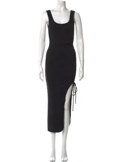 Pre-owned The Range Scoop Neck Midi Length Dress In Black