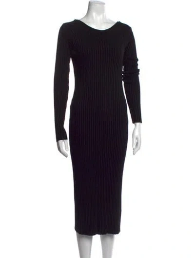 Pre-owned The Range Scoop Neck Midi Length Dress In Black