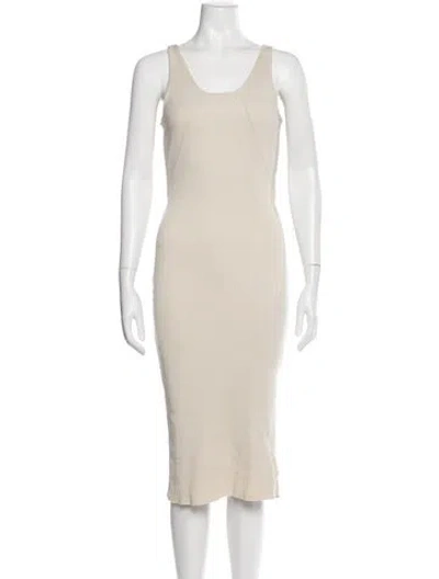 Pre-owned The Range Scoop Neck Midi Length Dress In Neutral