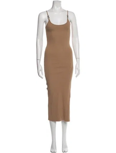 Pre-owned The Range Scoop Neck Midi Length Dress In Neutral