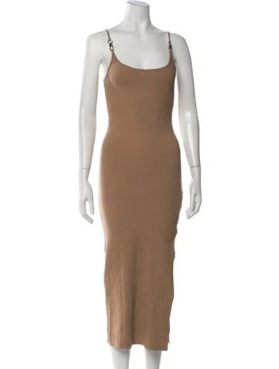 Pre-owned The Range Scoop Neck Midi Length Dress In Neutrals