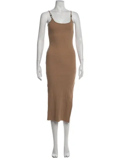 Pre-owned The Range Scoop Neck Midi Length Dress In Neutrals