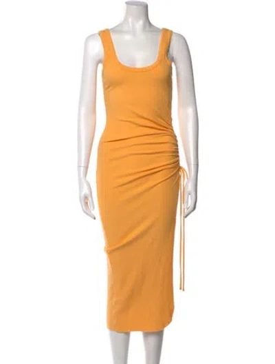 Pre-owned The Range Scoop Neck Midi Length Dress In Orange