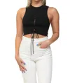 The Range Sleeveless Lace-front Top In Black In Black