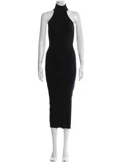 Pre-owned The Range Turtleneck Long Dress In Black