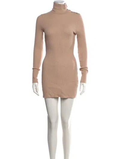 Pre-owned The Range Turtleneck Mini Dress In Brown