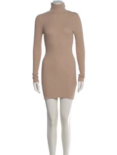 Pre-owned The Range Turtleneck Mini Dress In Neutral