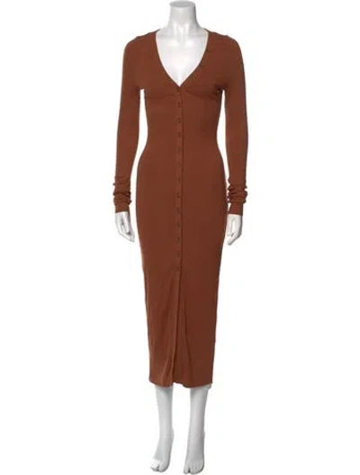 Pre-owned The Range V-neck Long Dress W/ Tags In Brown