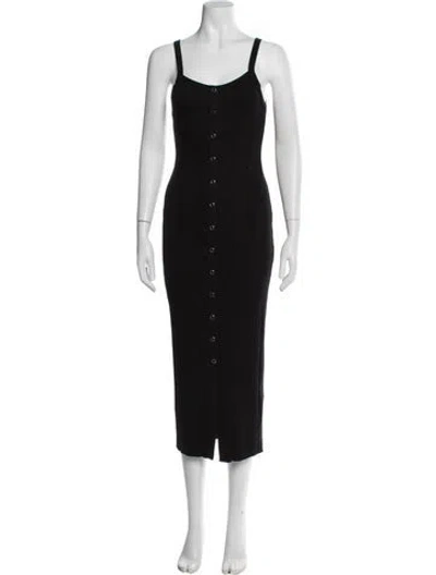 Pre-owned The Range V-neck Midi Length Dress In Black