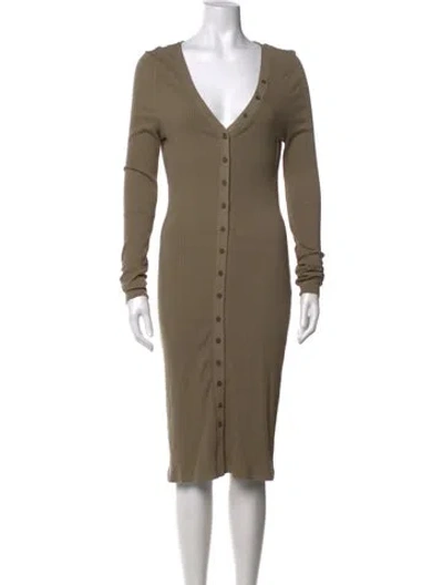 Pre-owned The Range V-neck Midi Length Dress W/ Tags In Green
