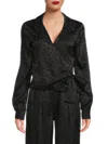 The Range Women's Animal Print Wrap Top In Jet Black