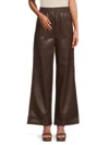 The Range Women's Faux Leather Wide Leg Pants In Chocolate