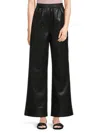 The Range Women's Faux Leather Wide Leg Pants In Jet Black