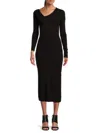 The Range Women's Ribbed Midi Bodycon Dress In Black