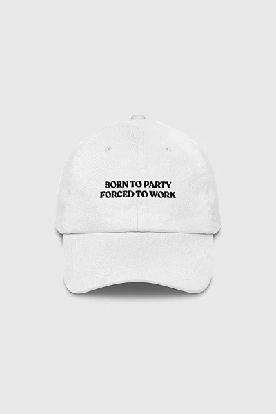 The Refined Spirit Born To Party Forced To Work Hat In White, Women's At Urban Outfitters