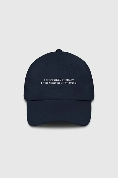 The Refined Spirit I Don't Need Therapy Hat In Navy, Women's At Urban Outfitters In Blue