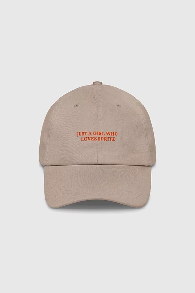 The Refined Spirit Just A Girl Who Loves Spritz Hat In Stone, Women's At Urban Outfitters In Brown