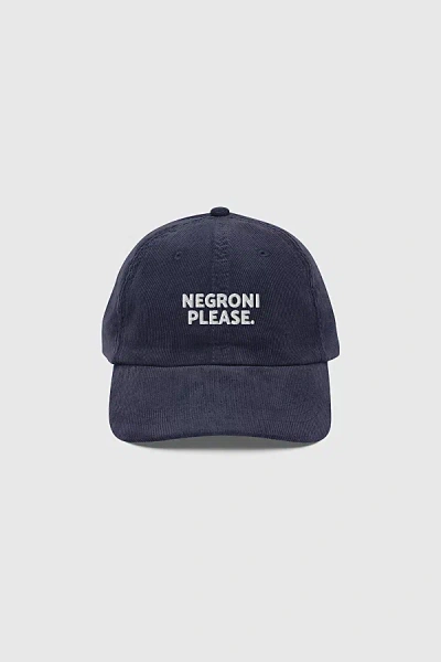The Refined Spirit Negroni Please Corduroy Hat In Navy, Women's At Urban Outfitters In Blue
