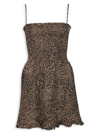 The Reformation Women's Reformation Rouen Mini Dress In Animal Print In Brown