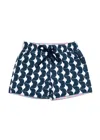 The Rocks Push Swimming Shorts For Boys With Manta Ray Print In Blue