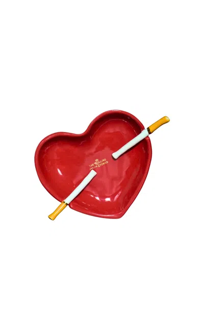 The Rolling And The Stoned Cross Your Heart Ashtray In Red