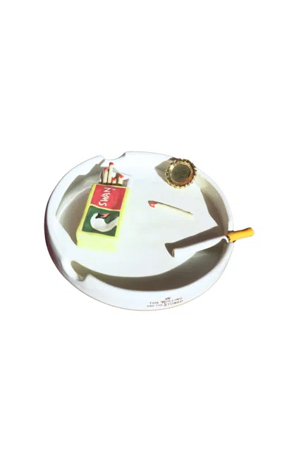 The Rolling And The Stoned Large Swan Matchbox Ashtray In White