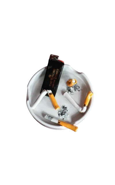 The Rolling And The Stoned Snapped Cigs Lighter Ashtray In White