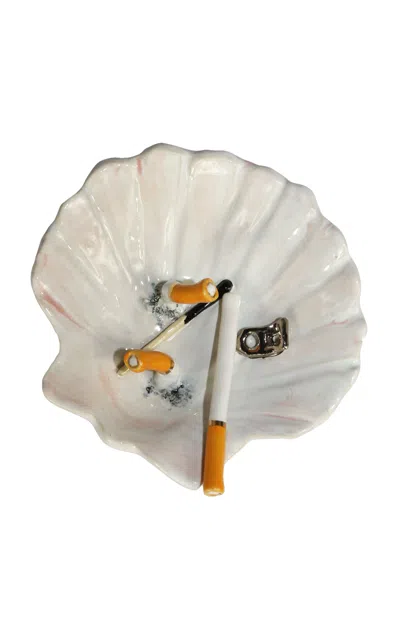 The Rolling And The Stoned White Evening Chats Small Shell Ashtray