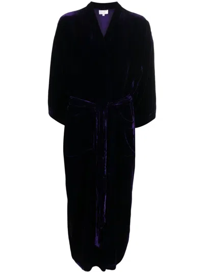 The Rose Ibiza Bata Silk Velvet Kimono In Purple