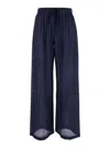 THE ROSE IBIZA BLUE PALAZZO PANTS WITH DRAWSTRING IN SILK WOMAN