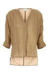 The Rose Ibiza Camel Silk Endochina Blouse In Brown