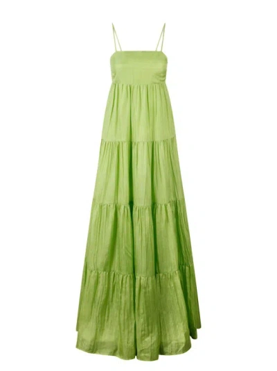 The Rose Ibiza Formentera Silk Long Dress In Green