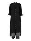 THE ROSE IBIZA LONG BLACK DRESS WITH MOTHER-OF-PEARL BUTTONS IN SILK WOMAN