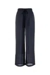 The Rose Ibiza Navy Blue Silk Palazzo Pant In Black