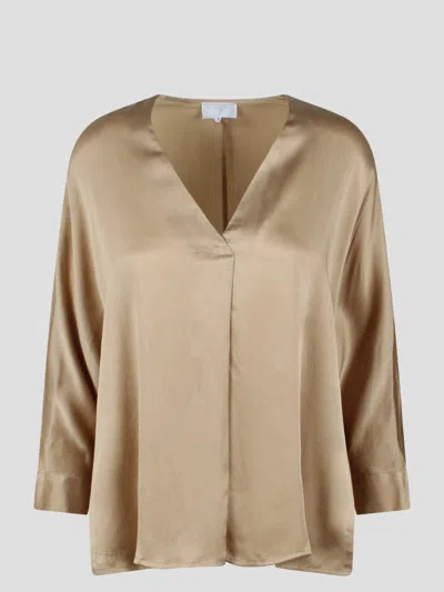 The Rose Ibiza Satin Blouse In Light Brown