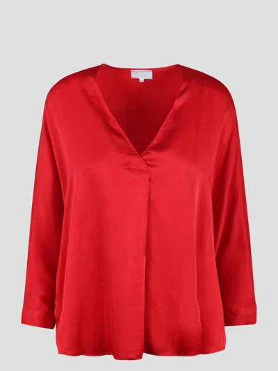 The Rose Ibiza Satin Blouse In Red