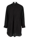 THE ROSE IBIZA BLACK RELAXED BLOUSE WITH CONCEALED CLOSURE IN SILK WOMAN