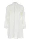 THE ROSE IBIZA WHITE MAXI SHIRT WITH WRINKLED EFFECT IN SILK WOMAN