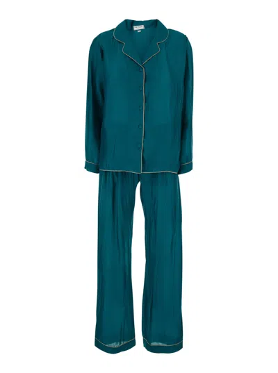 The Rose Ibiza Silk Blend Pant Suit In Blue